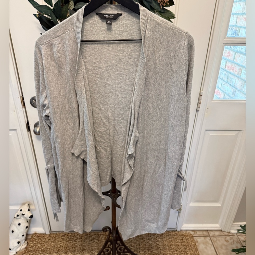 Simply Vera Vera Wang Lightweight Minimalist Open Front Waterfall Cardigan LS M